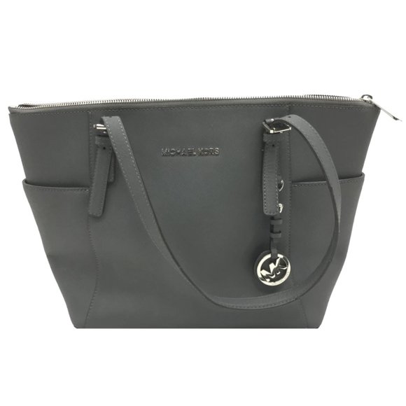 Michael Kors Handbags - Michael Kors Grey Saffiano Leather Jet Set Tote